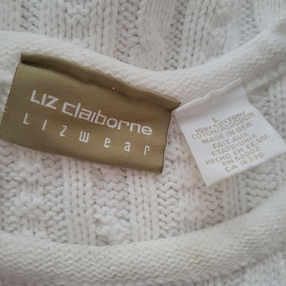 Liz Claiborne Pullover Cable Knit Sleeveless Sweater • Cotton • Med/Large - Picture 4 of 4